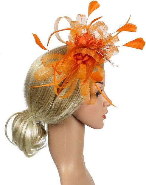 Song Qing Women's Fascinator Feather Flower Hair Clip Pin Brooch Corsage Bridal Hairband Derby Hat Cocktail Party Wedding...