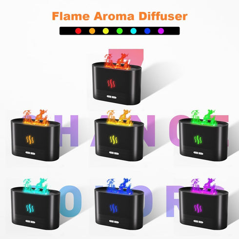 Colorful Flame Aroma Diffuser, Flame Diffuser Humidifier with 7 Changing Colors, 180ml Aromatherapy Diffuser with Waterless Auto-Off Protection fo...