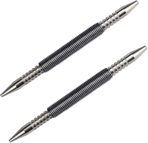 2 Pieces Dual Head Nail Setter Spring Loaded Nail Set Spring Nail Punch Hammerless Tool Kit 3/32?& 1/8? Tools 3500 PSI Striking Force Counter Punc...
