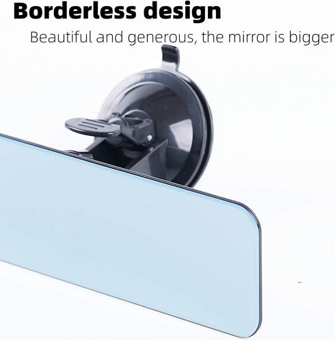 Frameless anti-glare rearview mirror, universal car interior rearview mirror, anti-glare adhesive suction cup blue mirror car endoscope (9.4 "X2.5...