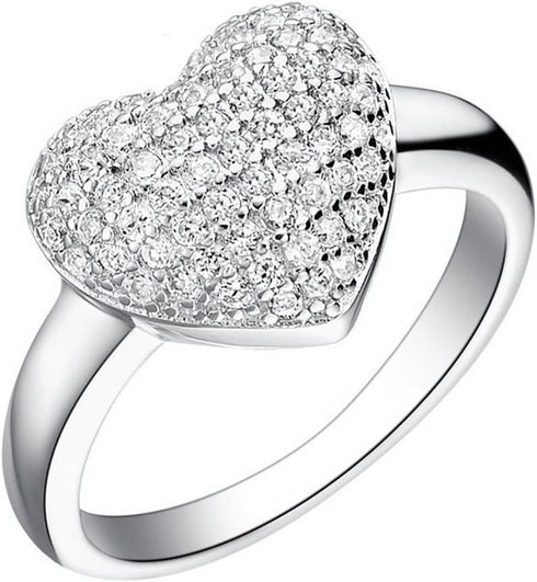 Uloveido Dainty Women's White Gold Plated Love Heart White Cubic Zirconia Enhancer Wedding Promise Rings J070...