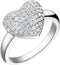 Uloveido Dainty Women's White Gold Plated Love Heart White Cubic Zirconia Enhancer Wedding Promise Rings J070...