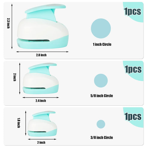 LOVEINUSA 3PCS Paper Hole Punches, Lever Punch Hole Punch Shapes Craft Paper Punch Set for Scrapbooking Festival Paper Greeting Card DIY Albums Ph...