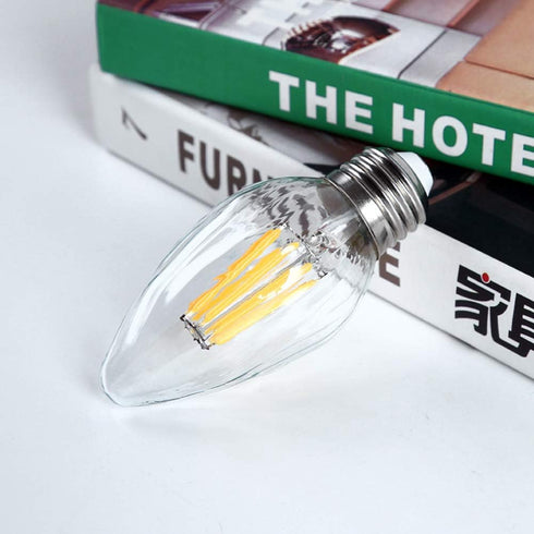 E27/E26 6W F15 Dimmable LED Porch Light Filament Bulb, Warm White 2200K 60W Equivalent 600 Lumen Edison Vintage Bulbs for Home Lighting, Flame Wri...