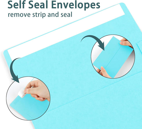 50 Pack 4x6 Envelopes, A4 Sky Blue Envelopes Self Seal, Printable Envelopes for Invitation, Baby Shower, Birthday Party, Wedding, Postcards, Maili...