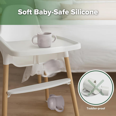 haakaa Silicone Toddler Cups, BPA Free Drop-Proof Training Open Cups for Baby 6 Months+, 5 Ounce (Suva Grey)...