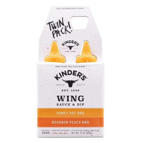 Kinder's Bourbon Peach & Honey Hot Wing Sauce, 15.5 Ounce (Pack of 2)...