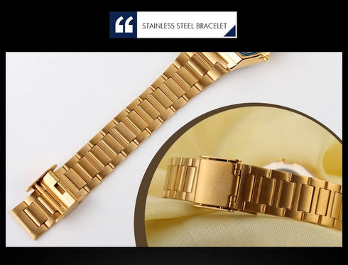 FANMIS Women's Men's Digital Electronic Square LED Sports Watch Multifunction Waterproof Daily Alarm Gold-Tone Watch...