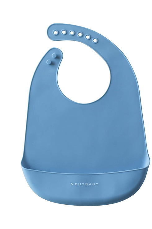 Silicone Baby Bibs | Set of 2 Light Weight Soft Easy to Clean Waterproof Adjustable Fit Baby Bibs (Navy/Powder Blue)...