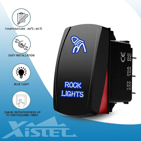 Xislet 5-Pin Rock Lights Rocker Switch Toggle Button Compatible with UTV ATV Polaris RS1 Ranger RZR Can-Am X3 Spyder F150 Truck Jeep Rocker Switch...