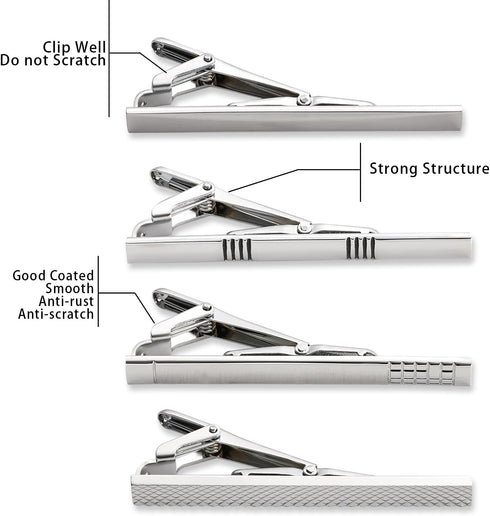 4pcs Tie Clips for Men Tie Clip Tie Bar Tie Bars for Men with gift box...