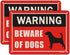 2 Pack Beware of Dog Signs 10 x 7 Inches Metal Dogs Warning Sign for Fence Yard Door Gate Lawn Reflective Sturdy Rust Aluminum Waterproof Easy to ...