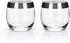 Viski Irving Chrome Rim Crystal Lowball Tumblers Set of 2 - Premium Crystal Clear Cocktail Glass Gold Rimmed Glassware, Stylish Lowball Whiskey Gl...