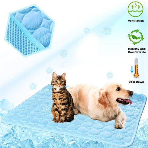 Dog Cooling Mat Washable Ice Silk Cooling Mat for Dogs Waterproof Bottom Summer Sleeping Pad Self Cooling Pad Blanket for Pets (40x28 in, Light Bl...