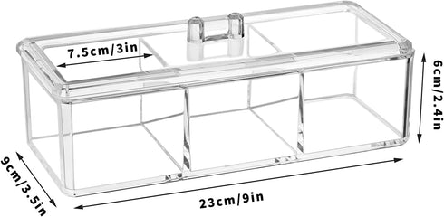 dedoot Plastic Drawer Organizer, Clear Acrylic Vanity Desk Storage and Organizer, 3 Compartment Make Up Holder with Lid Bathroom Display Storage C...