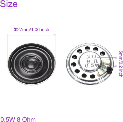 DMiotech 2 Pack 0.5W 8 Ohm 27mm Diameter DIY Magnetic Speaker Round Type Internal Replacement Loudspeaker for Building Intercom Black......
