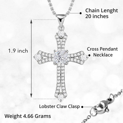 Shop LC Cross Necklace for Women White Cubic Zirconia Pendant Christian Jewelry Faith Religious Stainless Steel Size 20" Catholic Faith Christian ...
