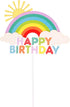 1Pc Colorful Rainbow Cake Topper/Cake Flags/Cake Picks - Include Cute Cloud/Sun Kids Child Happy Birthday Baby Shower Party Baking Decoration Supp...