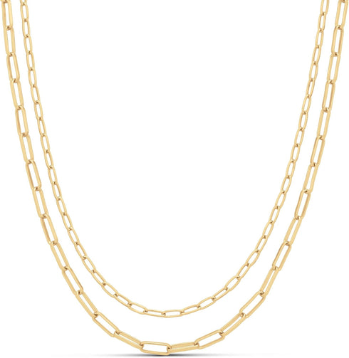 Amazon Essentials 14K Double Paperclip Chain Layered Necklace...