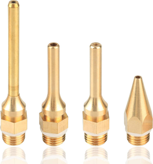 Yakamoz 4Pcs Interchangeable Copper Glue Gun Nozzle Set 10.8mm 7/16 Inch Thread Gluegun Tips Replacement Small Bore Long Tube Nozzles for Hot Melt...