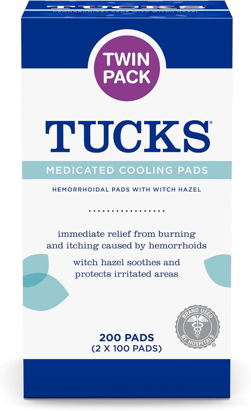 TUCKS Medicated Cooling Pads, 200 Count - Witch Hazel Pads for Sensitive Areas, Cleanse and Protect from Irritation...