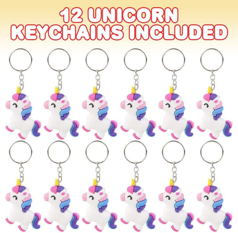 ArtCreativity Unicorn Rubber Keychains, Set of 12, Fun Key Chains for Backpack, Purse, Luggage, Unicorn Birthday Party Favors for Kids, Goodie Bag...