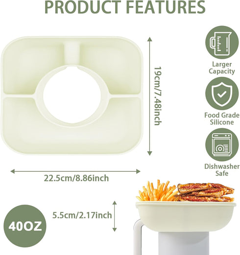 Snack Bowl for Stanley Cup with Upgraded Tight-Fitting Cover, Reusable Snack Tray with Lid Fits for Stanley 40 oz Tumbler with Handle, Stanley Acc...
