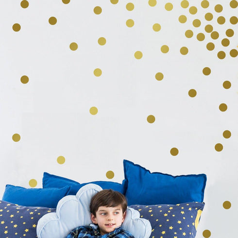 80pcs Gold Polka Dot Wall Decals – Removable Vinyl Stickers for Kids Nursery, Baby Room, Toddler Bedroom – Safe Adhesive Circle Decorations – Easy...