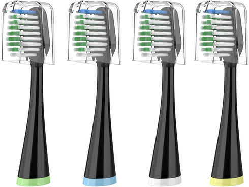 Replacement Toothbrush Heads for Waterpik Complete Care 5.0/9.0 (CC-01/WP-862), with Covers, 4 Count, Black...