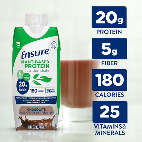 Ensure Plant-Based Vegan Protein Chocolate Nutrition Shake I Gluten-Free I Dairy-Free I Soy-Free Shake 12 Pack...