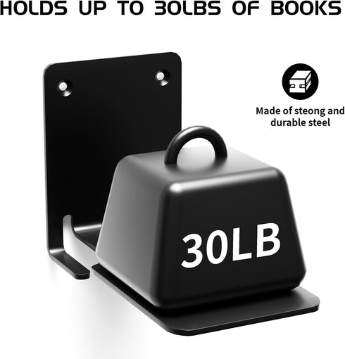 Invisible Floating Bookshelves, Heavy-Duty Book Organizers, Iron Hanging Shelves for Bedroom, Living Room, Playroom, Office, 4 Pieces, Black...