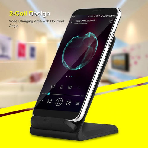 Wireless Stand Charger Certificated Fast Wireless Charging Stand for iPhone and Android Phones - Black......