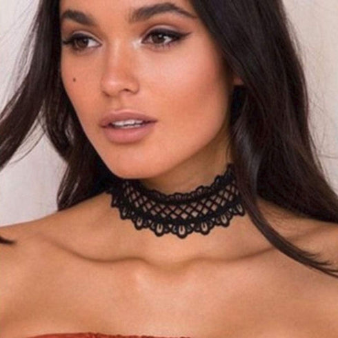 Zoestar Lace Choker Necklaces Vintage Black Elastic Stretch Necklace Chain Accessories for Women...