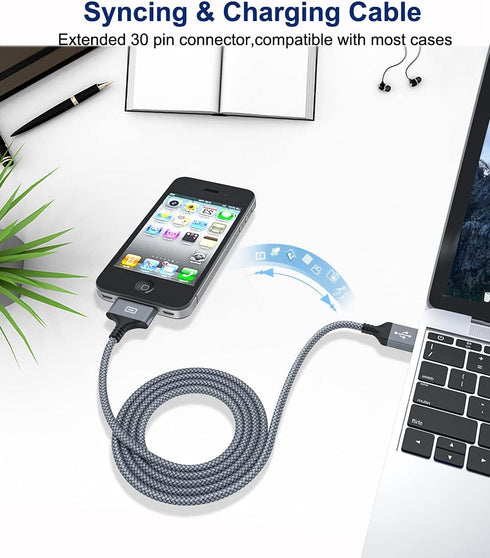 AkoaDa Apple Certified 30 Pin USB Charging Cable 10ft 2 Pack, USB Sync Charging Cord Cables Compatible iPhone 4 4s, iPhone 3G 3GS, iPad 1 2 3 iPod...