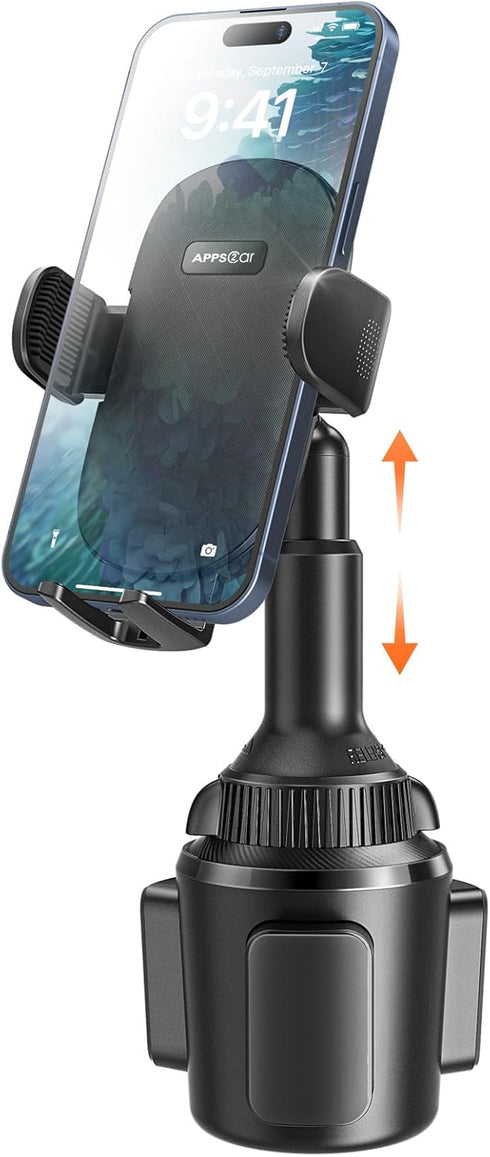 APPS2Car Universal Car Cup Phone Holder with Quick Extension Long Arm, Quick Swivel Height Adjustment 360 Degree Swivel for iPhone Samsung Google ...