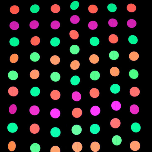 Midnight Glo Neon Paper Garland Circle Dots Hanging Decorations for Birthday Party Wedding Decorations Black Light Reactive UV Glow Party 78ft(6 P...