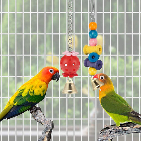Bird Parakeet Toys,Swing Hanging Standing Chewing Toy Hammock Climbing Ladder Bird Cage Colorful Toys Suitable for Budgerigar, Parakeet, Conure, C...