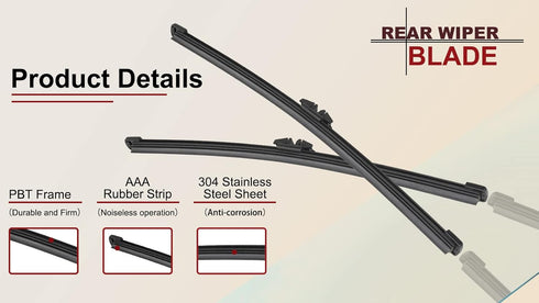 OTUAYAUTO Rear Windshield Wiper Blade - Replacement for 2013-2022 Ford Escape, 2011-2023 Explorer, 2015-2019 Lincoln MKC, Replacement OEM BB5Z1752...