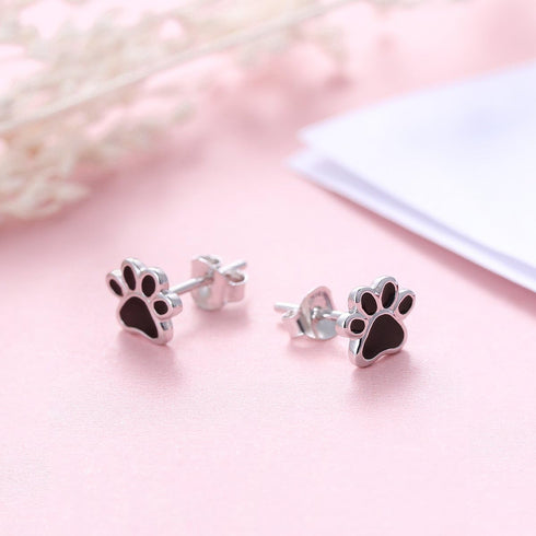 S925 Sterling Silver Puppy Dog Cat Pet Paw Print Stud Earrings...