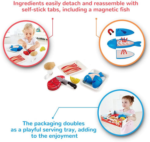 Hape Tasty Proteins Set | Wooden Pretend Play Food Set for Kids, Basic Play Cooking Ingredients and Accessories Set, Multicolor...