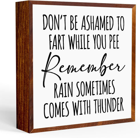 Funny Bathroom Quotes Bathroom Decor Home Toilet Humor Sign Wooden Box Sign for Apartment Bedroom Home Farmhouse Living Room Wood Square Box Sign ...