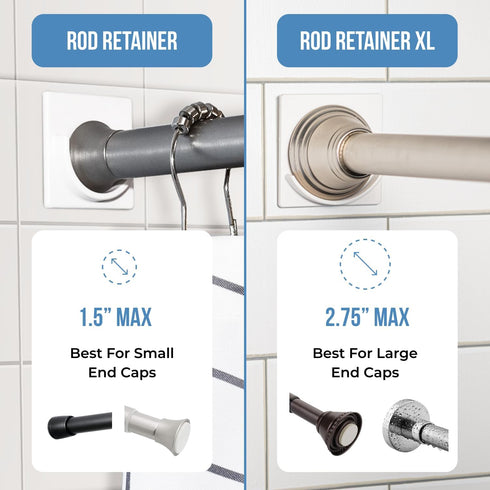 Adhesive Shower Curtain Rod Holder | Rod Retainer | No Drilling | Stick On | 3M Adhesive | Cream | 2 Pack | Shower Curtain Rod Not Included |...