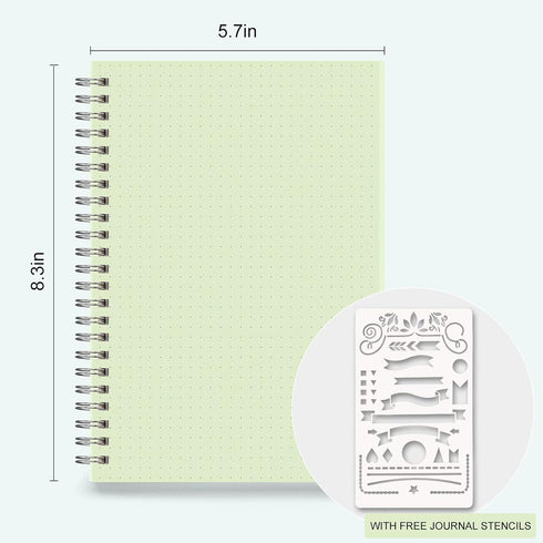 AHGXG Bullet Dotted Journal, 3 Pack Spiral Notebook A5, with 100GSM Thick Dot Grid Paper, Transparent Hardcover, Journal Stencils, 80 Sheets, 5.7"...