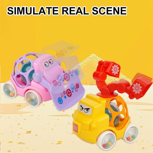 Toys for 1 Year Old Girls/Baby Pink Car Toys for Girls/Push and Go Trucks Soft Rattle Car for Infant Toddlers /1 year old girl and boy birthday gi...