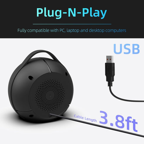 USB Computer Speakers for Desktop PC | Portable Plug-N-Play Laptop Speakers with Dynamic RGB Light, Ultra-Clear Sound, Loud Volume, Deep Bass, Tou...
