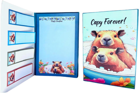 Colorful Sticky Notes Cute Unique Capybara Designs Set (2 Packs of Sticky Notepads and 4 Self Stick Note Labels in Random Capybara Design in Teal,...