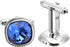 Blue Zircon Gemstone Cufflinks for Men Lady In Gift Case Silver/Golden Square Men's Cufflinks Jewelry Set for Wedding Anniversary Business Party E...
