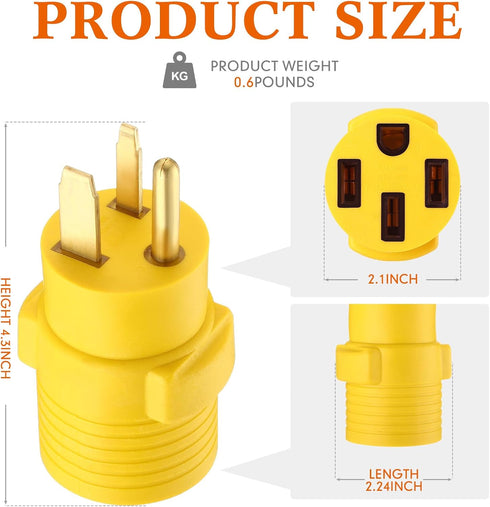 EV Charger Adapter Compatible with NEMA 6-50P to 14-50R 50 Amp 3 Prong Welder Plug to 4 Prong EV Charging Connector, Welder Welding Dryer EV Charg...