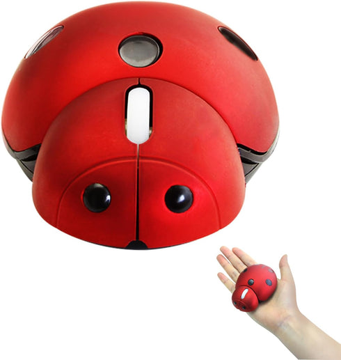 elec Space Mini Small Wireless Mouse for Kids, Cute Animal Ladybug Shape 3000DPI Portable Mobile Optical Mouse with USB Receiver Cordless Mouse fo...