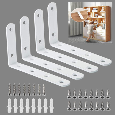 Anti Tip Furniture Anchors for Baby Pet Proofing,Furniture Wall Anchor Furniture Dresser Bookshelf Falling Prevention Device for Children (White)...